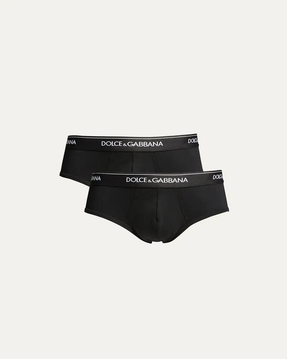 Dolce & Gabbana Men's Two-Pack Jersey Stretch Logo Briefs | Thumbnail 2
