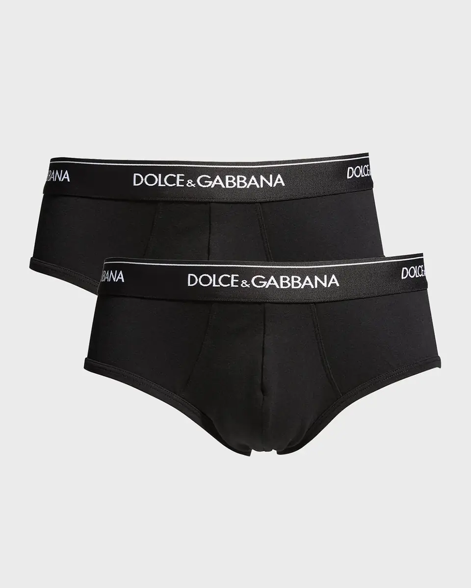Dolce & Gabbana Men's Two-Pack Jersey Stretch Logo Briefs | Thumbnail 3
