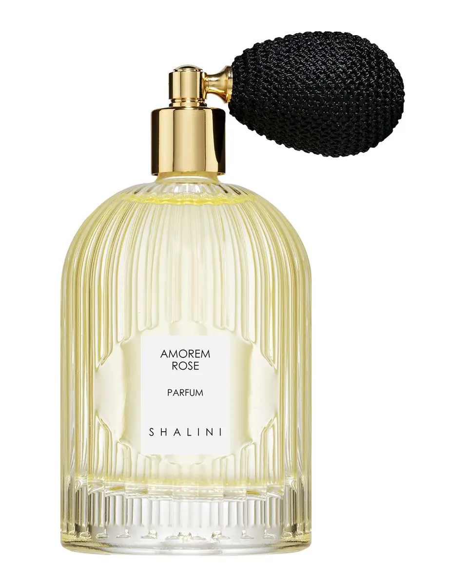Shalini Parfum Amorem Rose Parfum in Byzantine Glass Flacon w/ Black Bulb Atomizer, 3.4 oz. | Thumbnail 2 Shalini Parfum Amorem Rose Parfum in Byzantine Glass Flacon w/ Black Bulb Atomizer, 3.4 oz. | Thumbnail 2