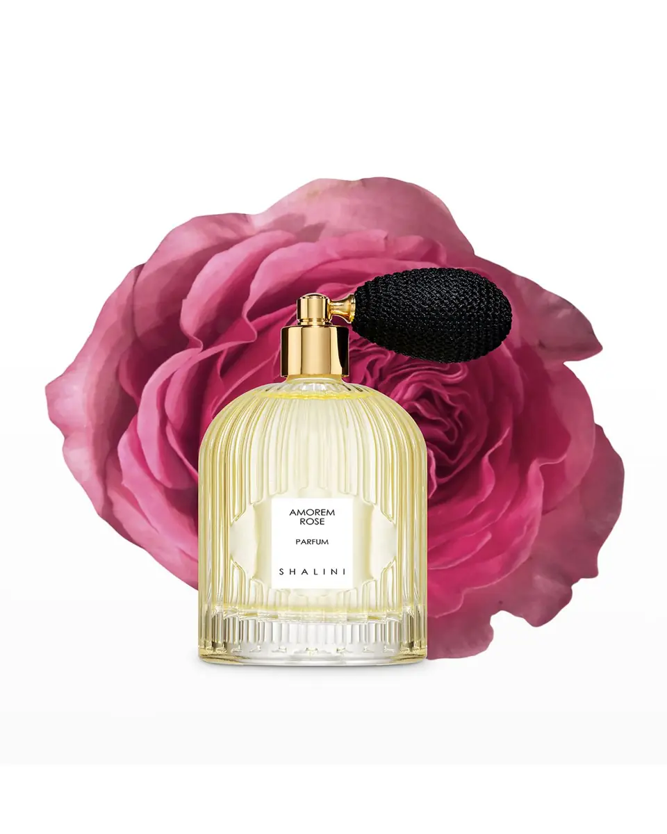 Shalini Parfum Amorem Rose Parfum in Byzantine Glass Flacon w/ Black Bulb Atomizer, 3.4 oz. | Thumbnail 4 Shalini Parfum Amorem Rose Parfum in Byzantine Glass Flacon w/ Black Bulb Atomizer, 3.4 oz. | Thumbnail 4