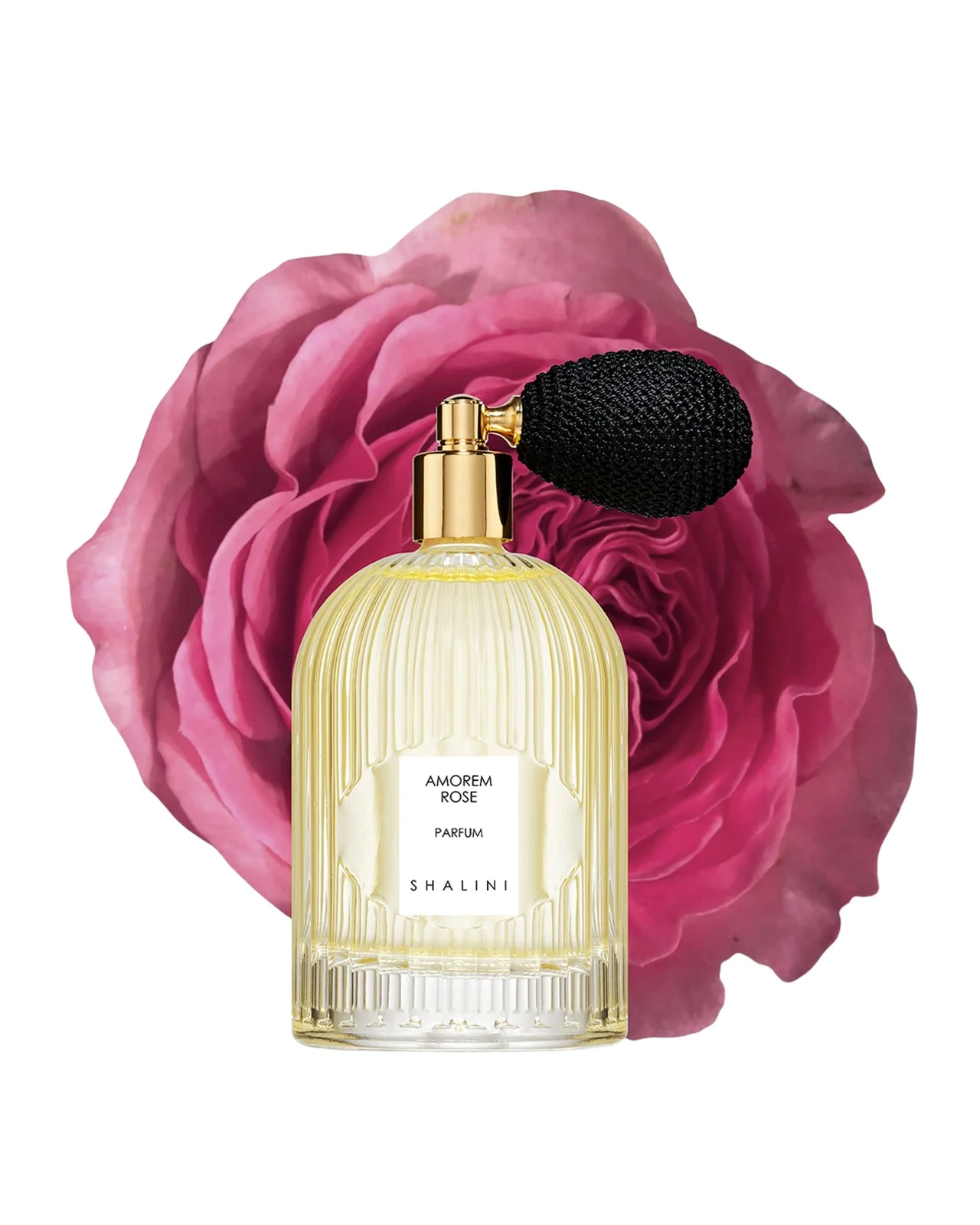 Shalini Parfum Amorem Rose Parfum in Byzantine Glass Flacon w/ Black Bulb Atomizer, 3.4 oz.