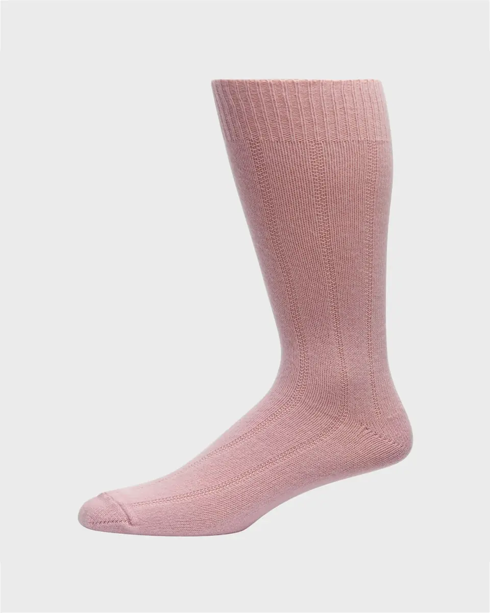 Neiman Marcus Men's Rib-Cashmere Crew Socks | Thumbnail 3