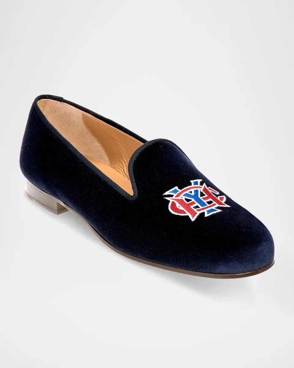 Stubbs and Wootton Men's Embroidered HYC Velvet Slippers | Thumbnail 2
