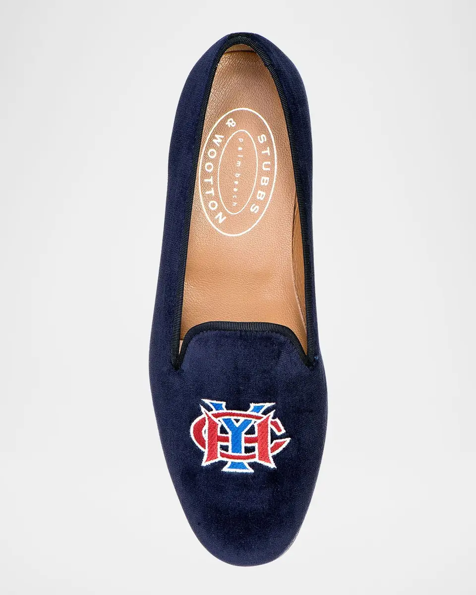 Stubbs and Wootton Men's Embroidered HYC Velvet Slippers | Thumbnail 4