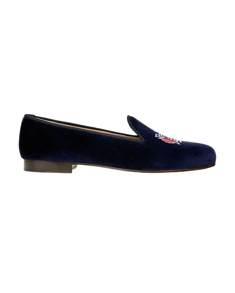 Stubbs and Wootton Men's Embroidered HYC Velvet Slippers | Image 1 Stubbs and Wootton Men's Embroidered HYC Velvet Slippers | Image 1