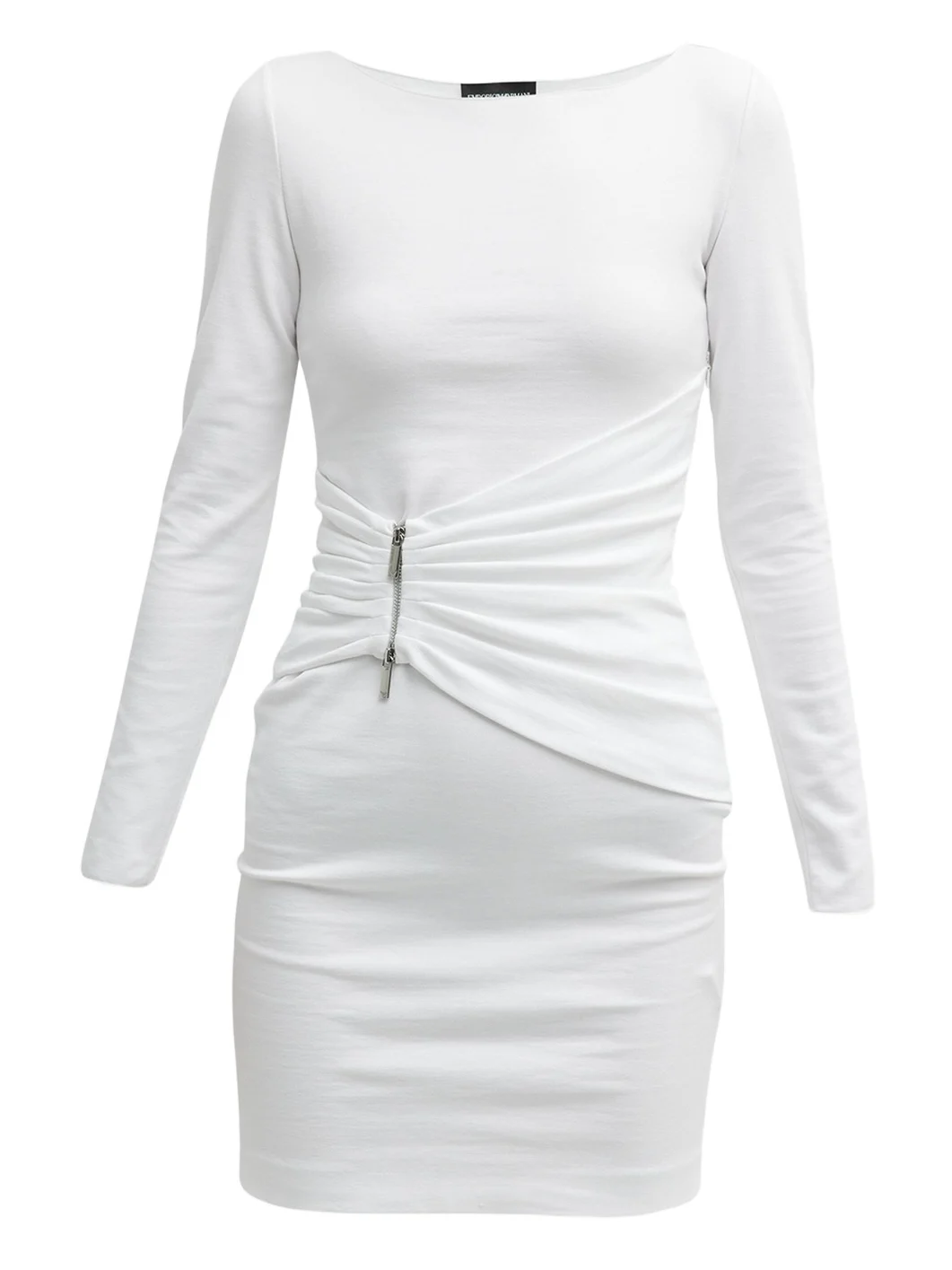 Pleated Bateau-Neck Mini Dress