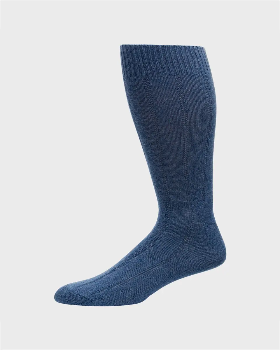 Neiman Marcus Men's Rib Cashmere Crew Socks | Thumbnail 3