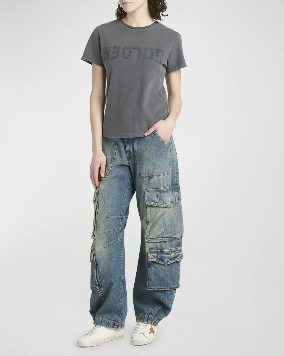 Golden Goose Distressed Crewneck Logo T-Shirt | Thumbnail 2 Golden Goose Distressed Crewneck Logo T-Shirt | Thumbnail 2