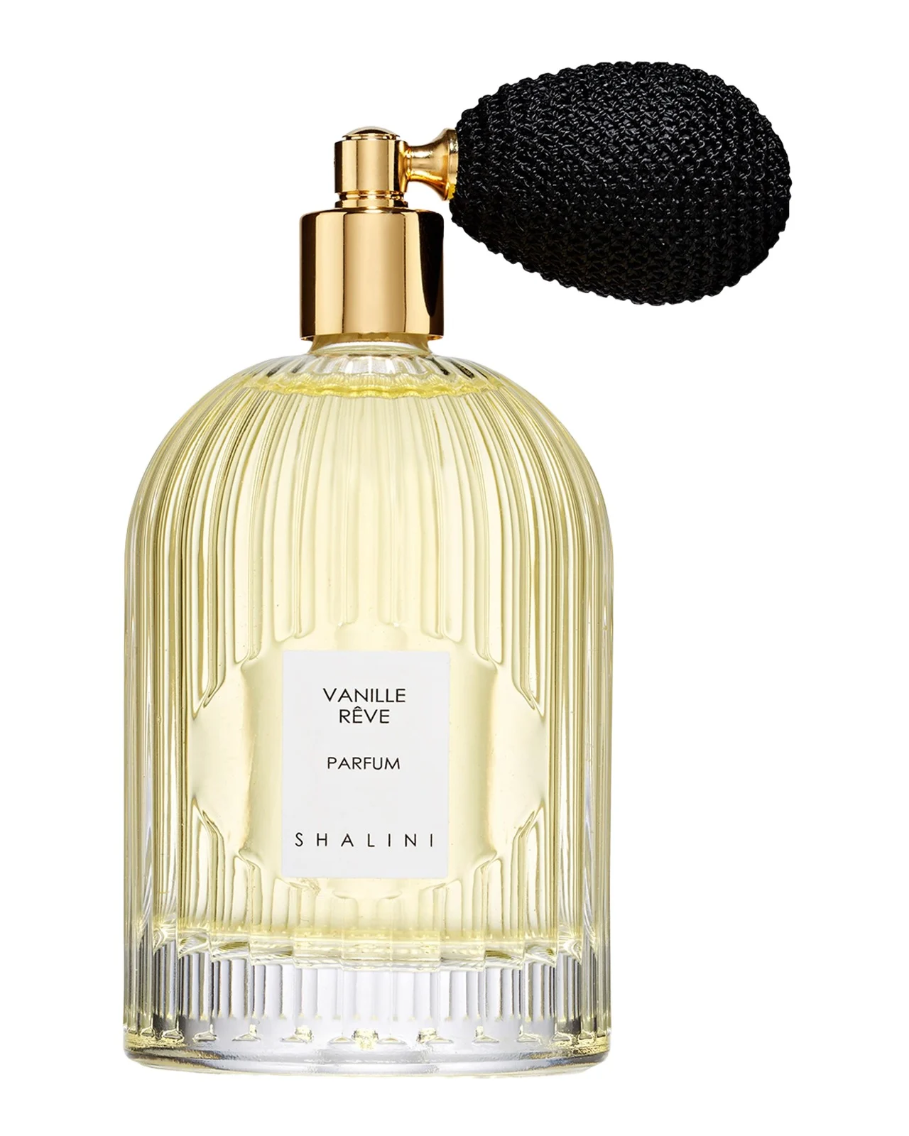 Shalini Parfum Vanille Reve Parfum in Byzantine Glass Flacon with Black Bulb Atomizer, 3.4 oz./ 100 mL