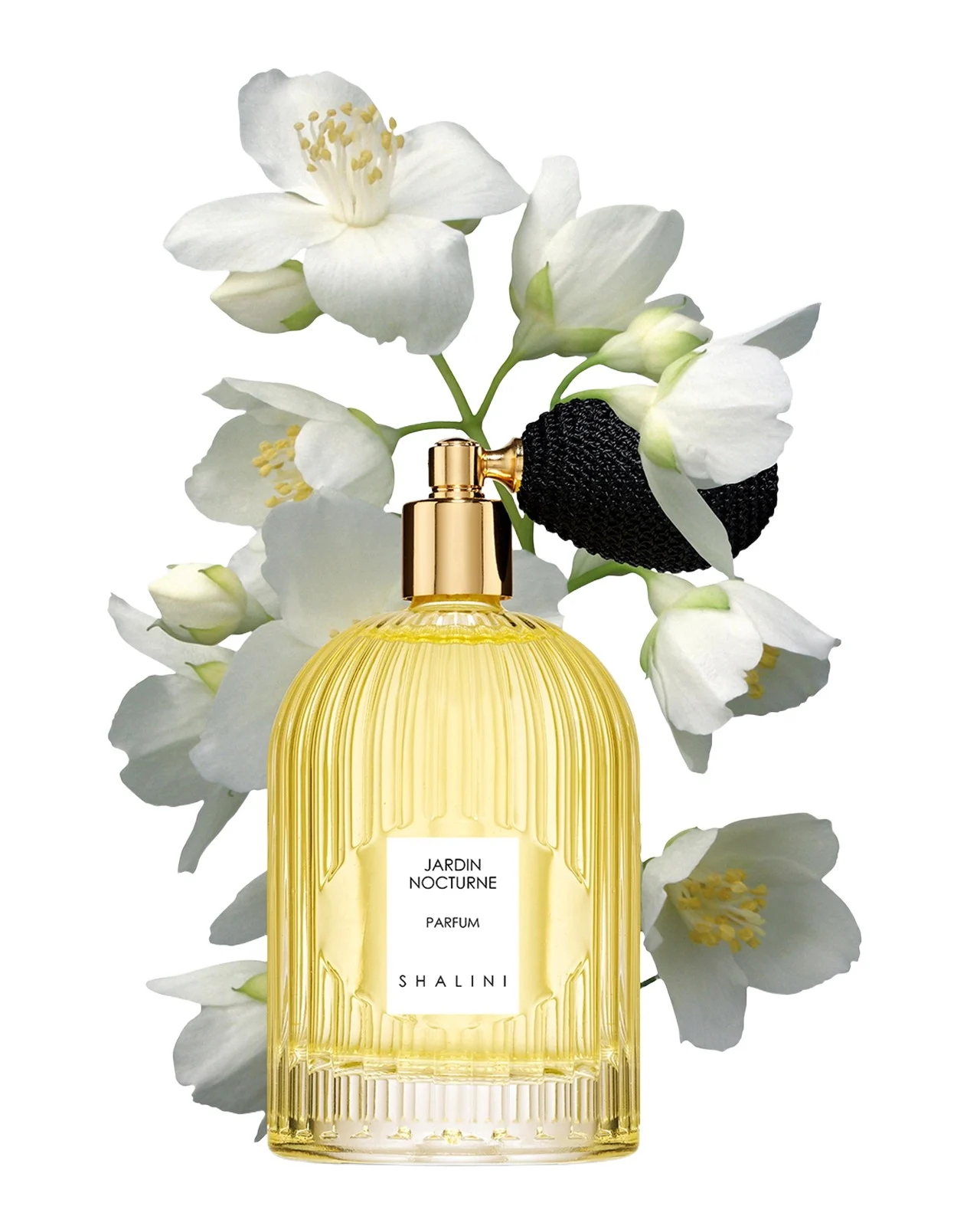 Shalini Parfum Jardin Nocturne Parfum in Byzantine Glass Flacon w/ Black Bulb Atomizer, 3.4 oz.