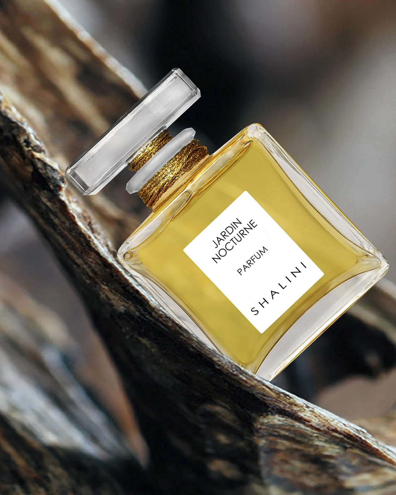 Shalini Parfum Jardin Nocturne Cubique Glass Bottle with Glass Stopper sealed with Gold Thread, 1.7 oz./ 50 mL