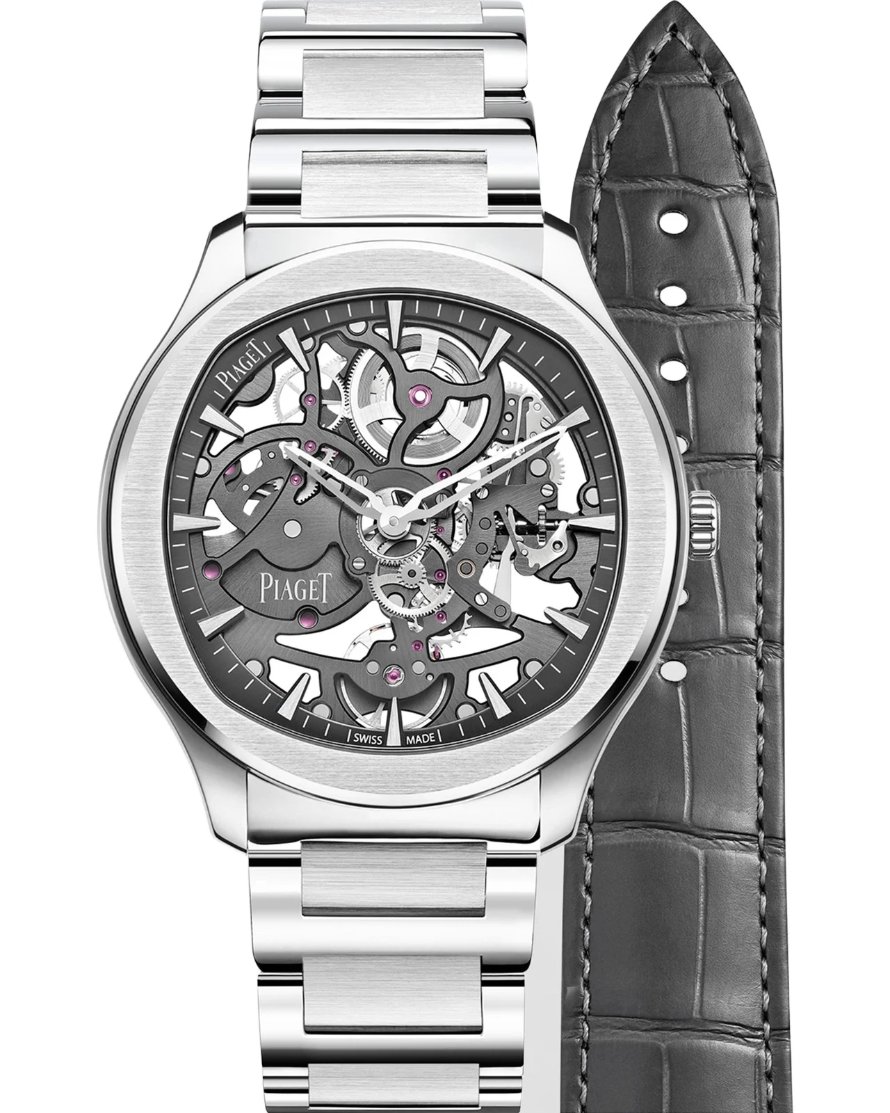 Piaget Polo 42mm Stainless Steel Grey Skeleton Watch