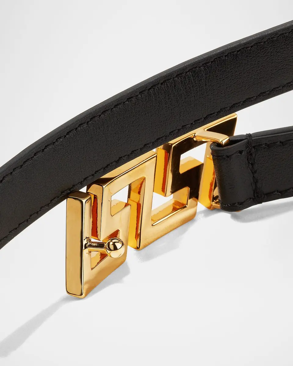 Versace Men's La Greca Leather Wrap Bracelet | Thumbnail 4