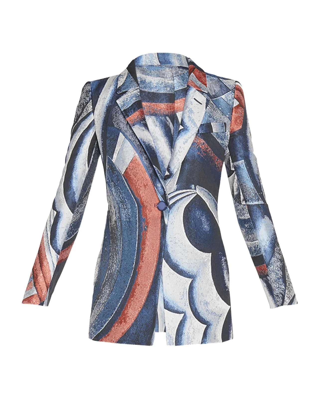 Geometric Jacquard Single-Breasted Blazer Geometric Jacquard Single-Breasted Blazer