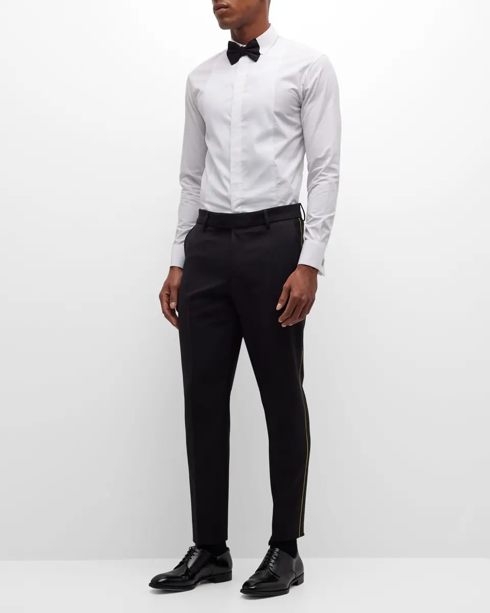 BOSS Men's Wool-Blend Solid Tuxedo Pants | Thumbnail 2 BOSS Men's Wool-Blend Solid Tuxedo Pants | Thumbnail 2