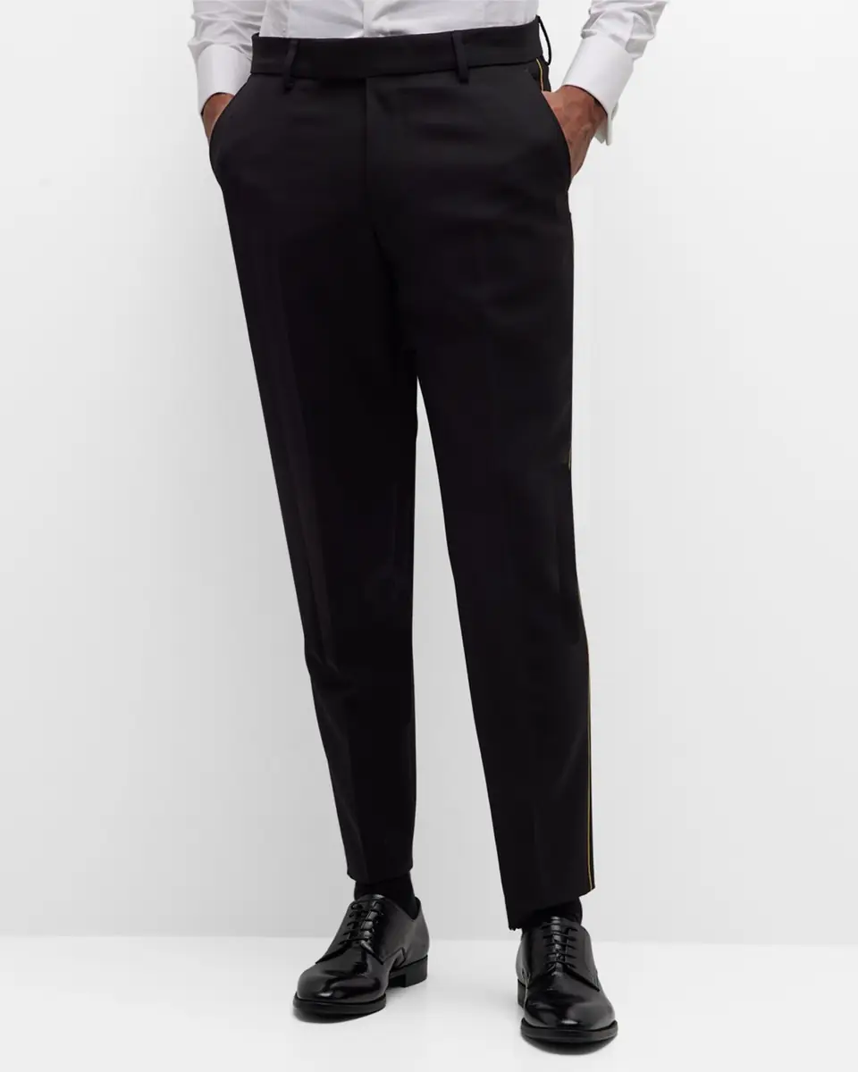 BOSS Men's Wool-Blend Solid Tuxedo Pants | Thumbnail 4 BOSS Men's Wool-Blend Solid Tuxedo Pants | Thumbnail 4