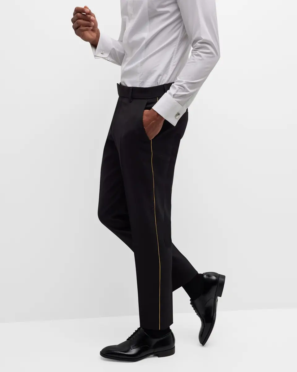 BOSS Men's Wool-Blend Solid Tuxedo Pants | Thumbnail 6 BOSS Men's Wool-Blend Solid Tuxedo Pants | Thumbnail 6