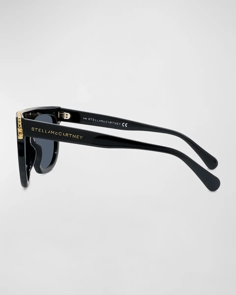 Stella McCartney Bio-Acetate Aviator Sunglasses w/ Chain Strap | Thumbnail 2 Stella McCartney Bio-Acetate Aviator Sunglasses w/ Chain Strap | Thumbnail 2