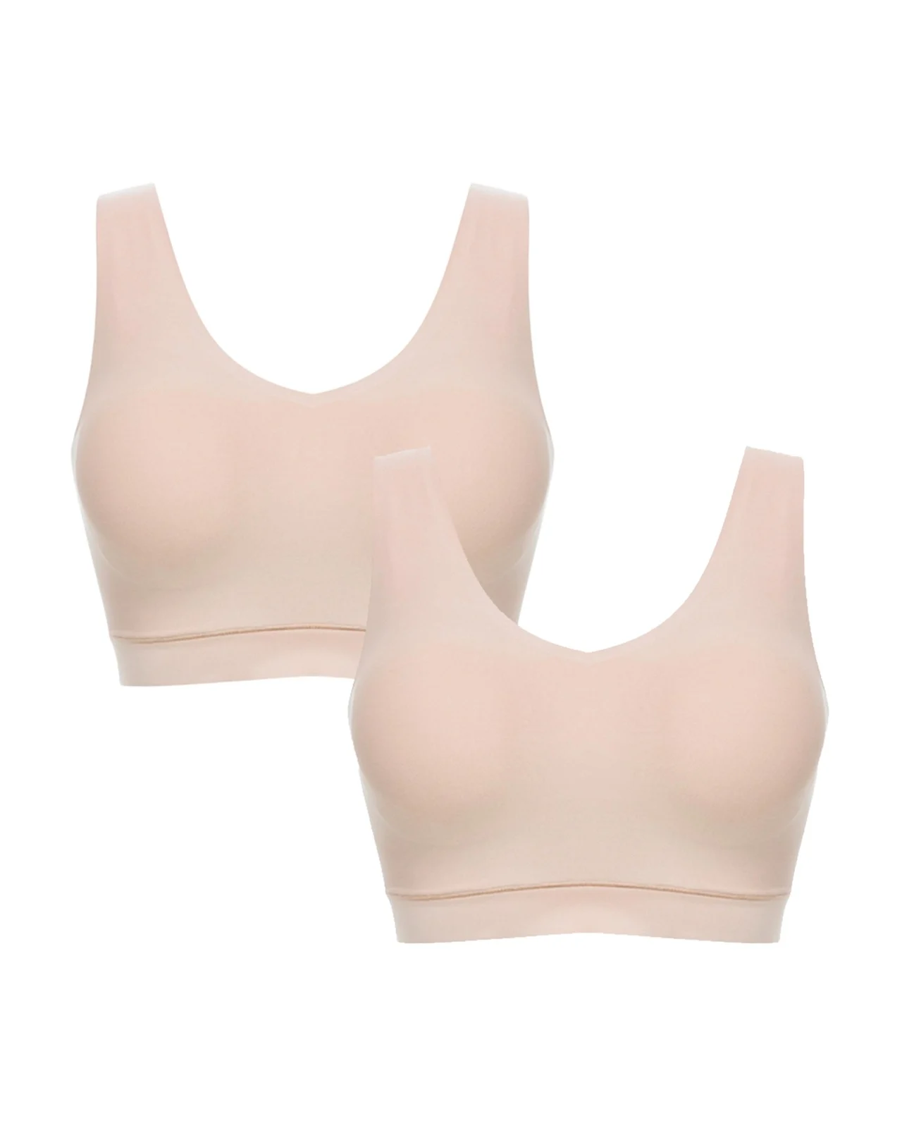 Soft Stretch Padded V-Neck Bra Top, 2-Pack Soft Stretch Padded V-Neck Bra Top, 2-Pack