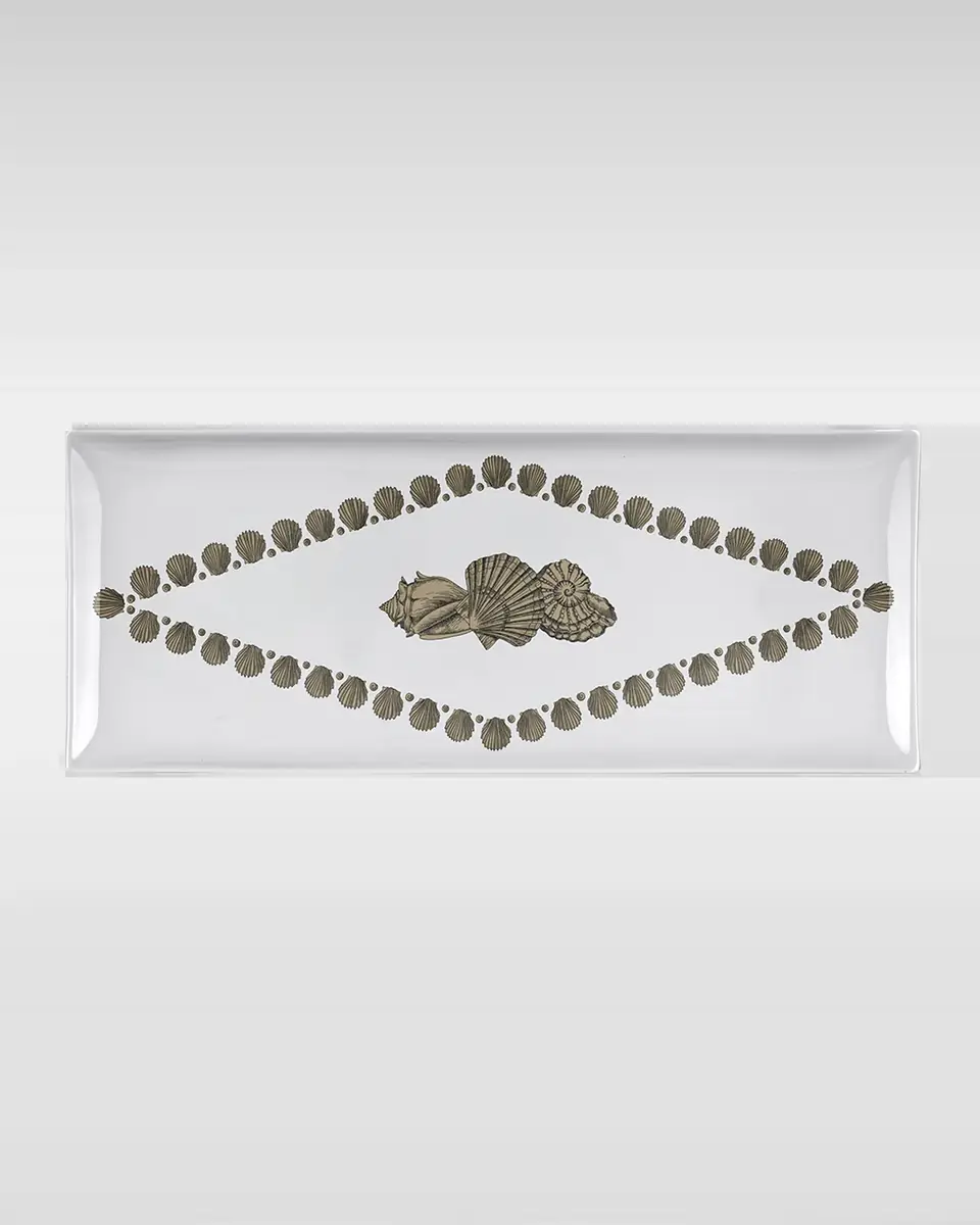 FORNASETTI Rectangular Tray - Giro Di Conchiglie Gold Black White | Thumbnail 2 FORNASETTI Rectangular Tray - Giro Di Conchiglie Gold Black White | Thumbnail 2