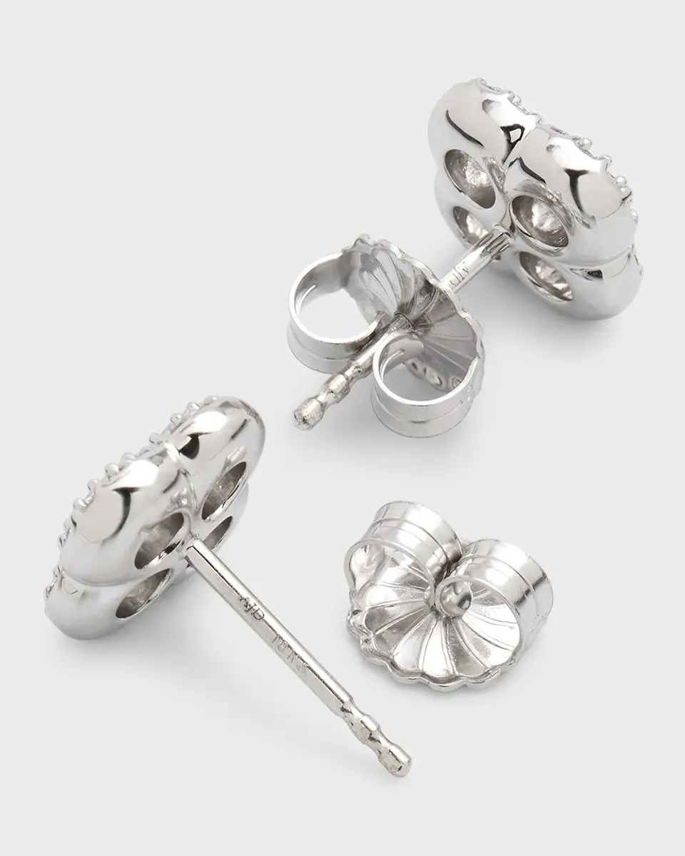 Neiman Marcus Diamonds 18K White Gold Diamond Flower Stud Earrings, 1.36tcw, 0.4"L / 0.4"W | Thumbnail 3