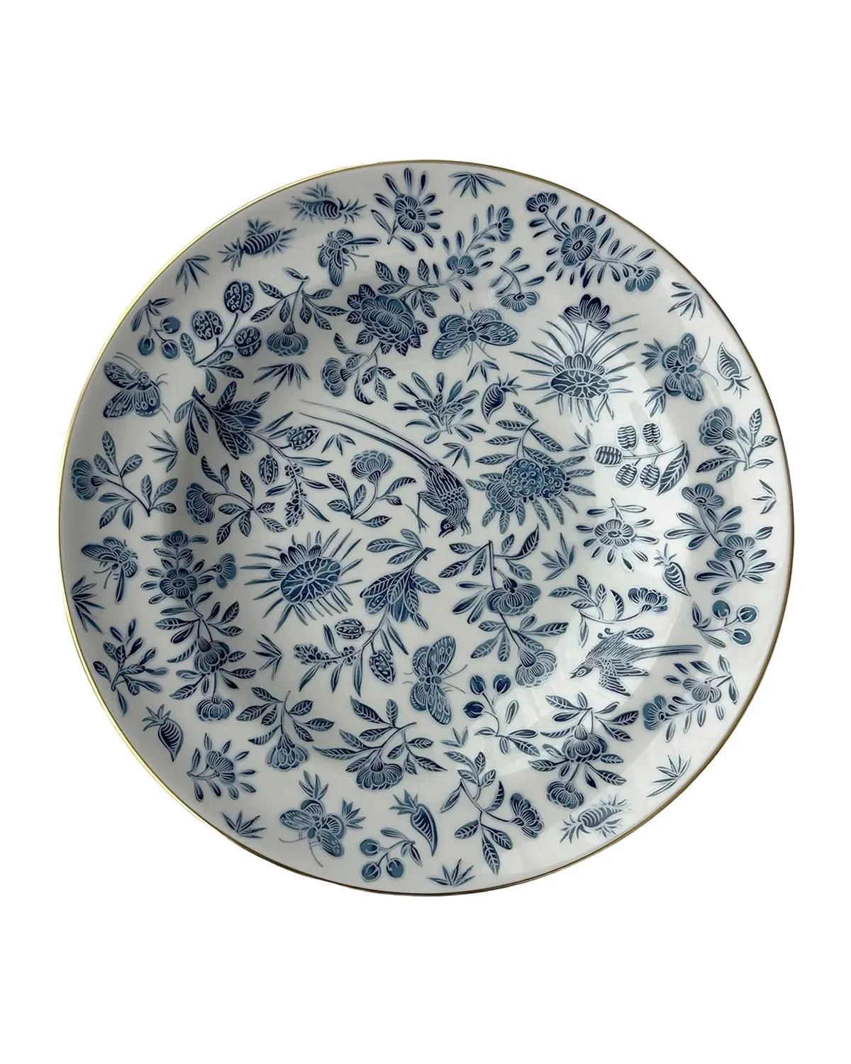 Mottahedeh Sacred Bird & Butterfly Blue Rim Soup Bowl
