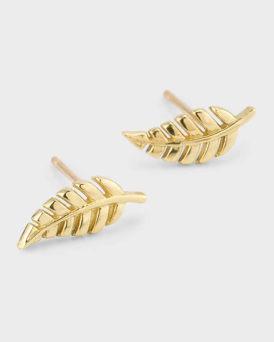 Jennifer Meyer 18k Yellow Gold Mini Leaf Stud Earrings | Thumbnail 3