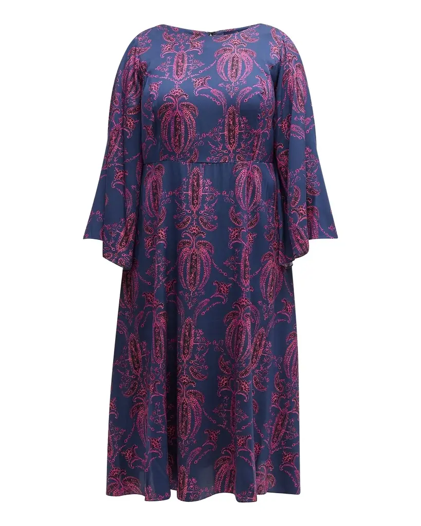Gabriella Rossetti Lucrezia Printed Bell-Sleeve Midi Dress | Image 1 Gabriella Rossetti Lucrezia Printed Bell-Sleeve Midi Dress | Image 1