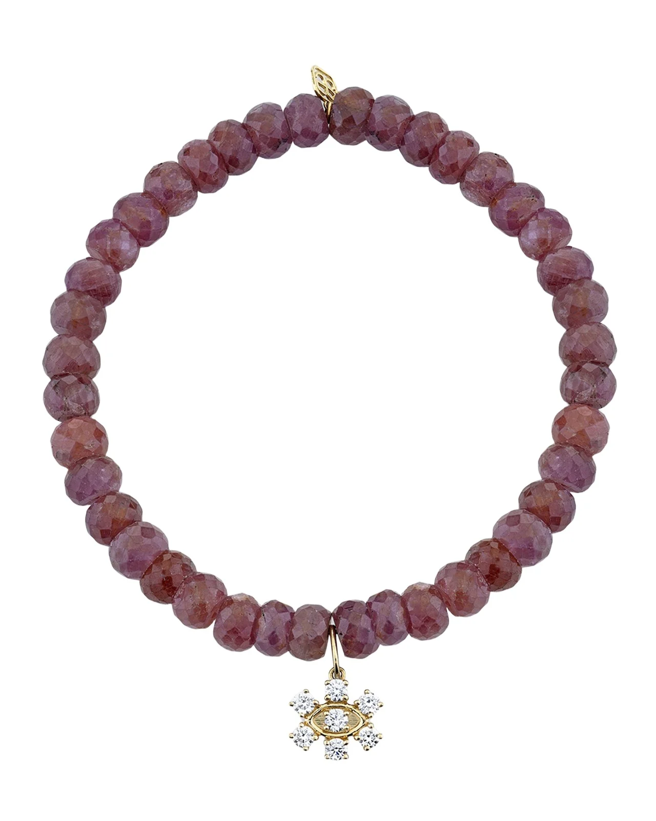 Sydney Evan Marquise Eye Prong-Set Flower on Pink Sapphire Bead Bracelet