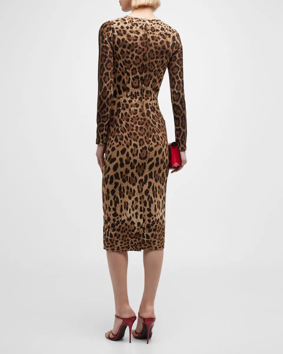 Dolce & Gabbana Leopard-Print Long-Sleeve Midi Dress | Thumbnail 6 Dolce & Gabbana Leopard-Print Long-Sleeve Midi Dress | Thumbnail 6