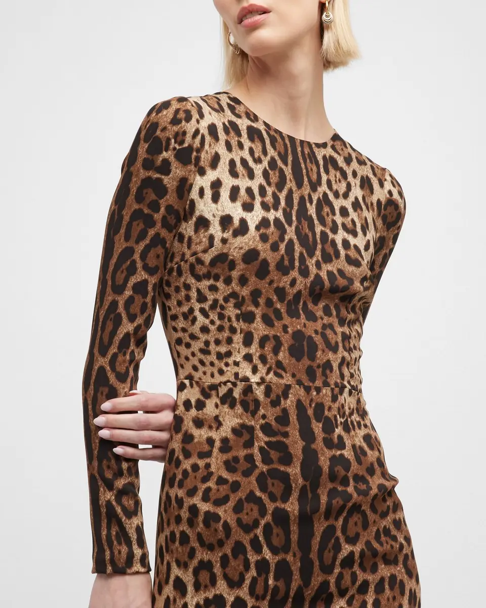 Dolce & Gabbana Leopard-Print Long-Sleeve Midi Dress | Thumbnail 7 Dolce & Gabbana Leopard-Print Long-Sleeve Midi Dress | Thumbnail 7