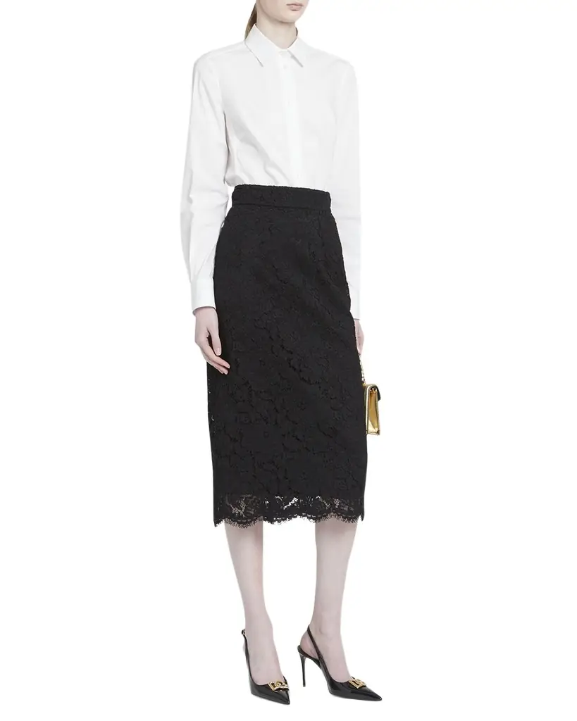 Dolce & Gabbana Lace Scalloped-Hem Midi Skirt | Image 1 Dolce & Gabbana Lace Scalloped-Hem Midi Skirt | Image 1