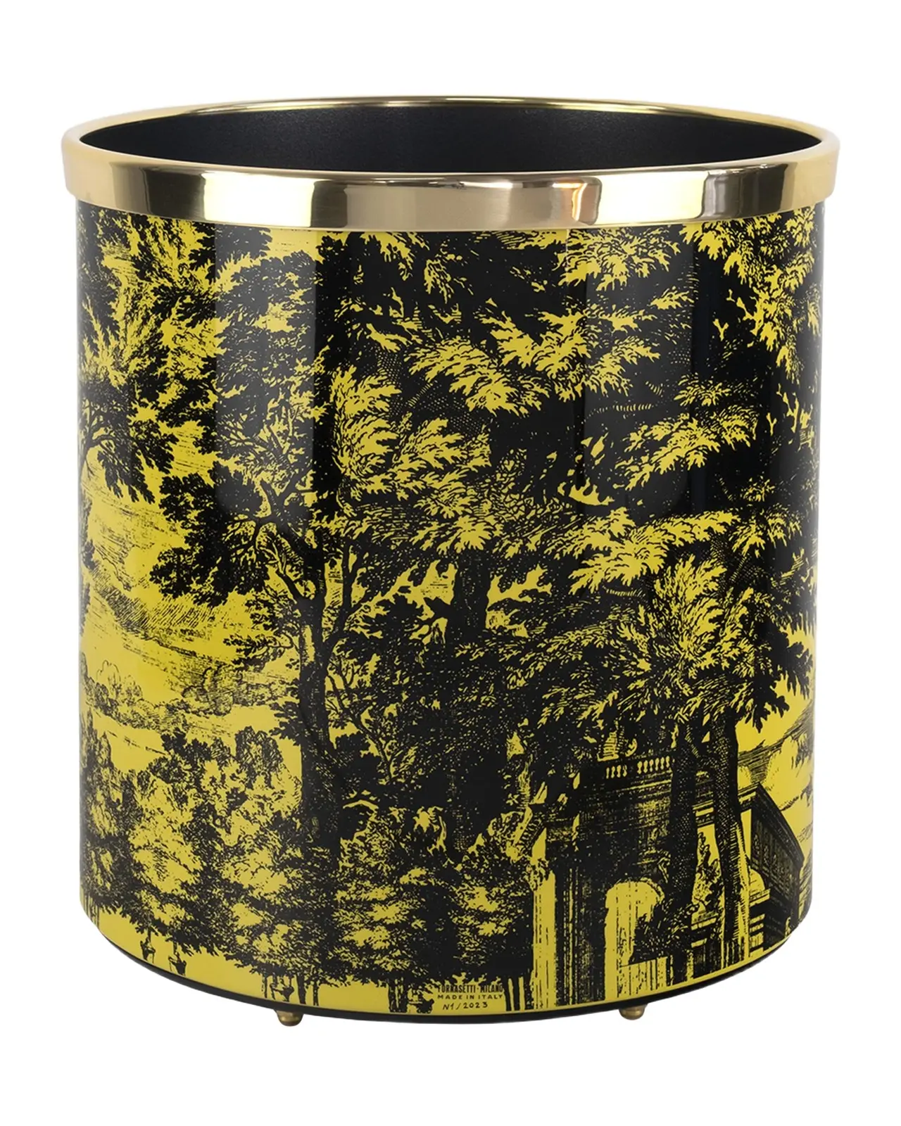 FORNASETTI Paper Basket - Giardino Settecentesco Black Yellow