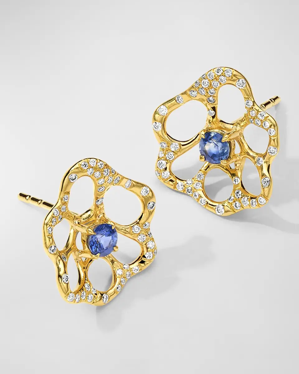 Ippolita 18K Stardust Drizzle Small Flower Stud Earrings with Blue Sapphire and Diamonds | Thumbnail 2 Ippolita 18K Stardust Drizzle Small Flower Stud Earrings with Blue Sapphire and Diamonds | Thumbnail 2