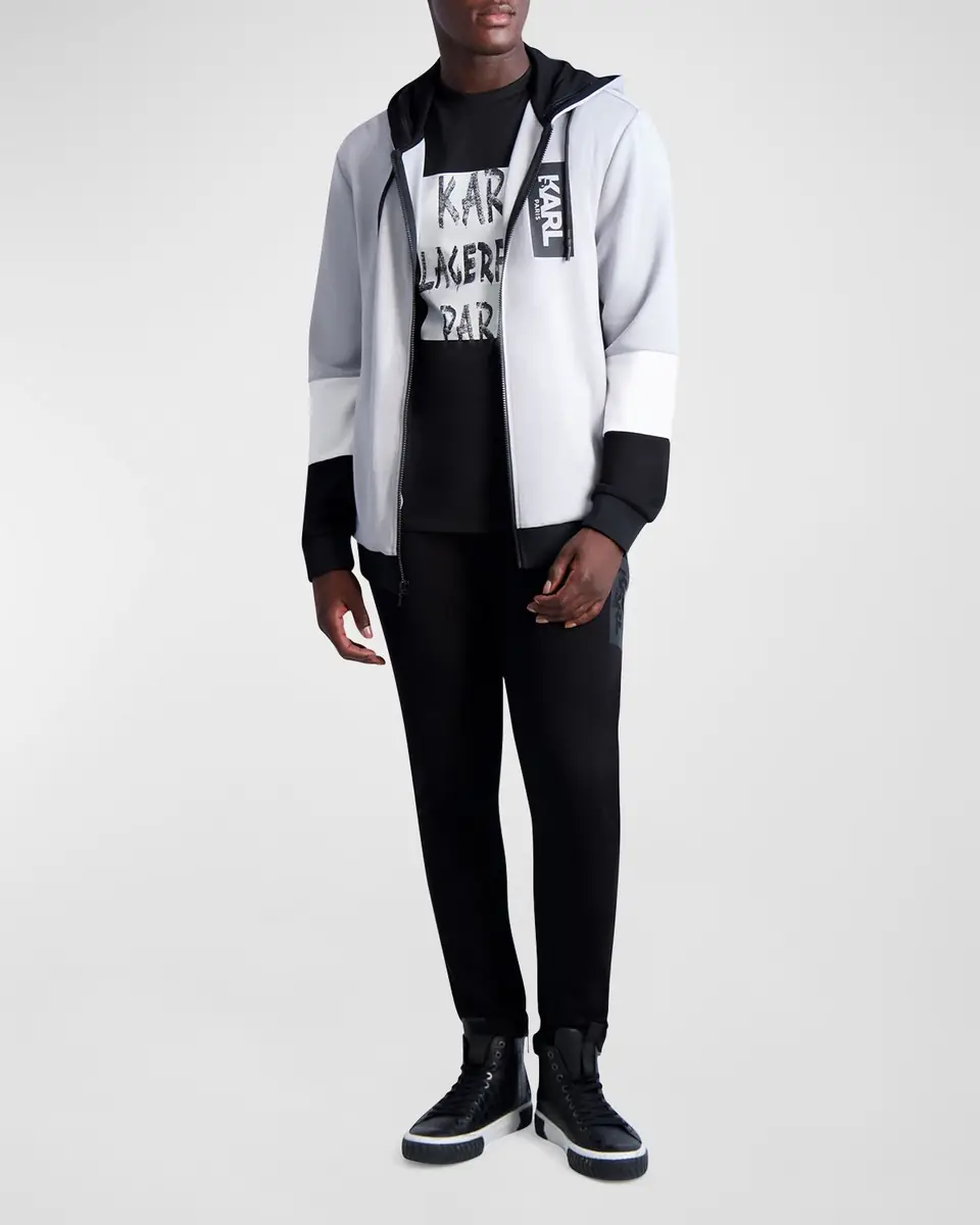 Karl Lagerfeld Paris Men's Hooded Colorblock Track Jacket | Thumbnail 2 Karl Lagerfeld Paris Men's Hooded Colorblock Track Jacket | Thumbnail 2