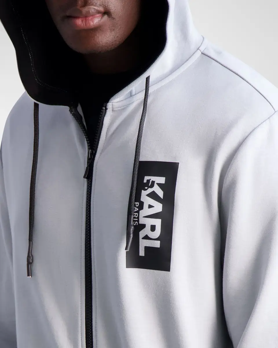 Karl Lagerfeld Paris Men's Hooded Colorblock Track Jacket | Thumbnail 4 Karl Lagerfeld Paris Men's Hooded Colorblock Track Jacket | Thumbnail 4