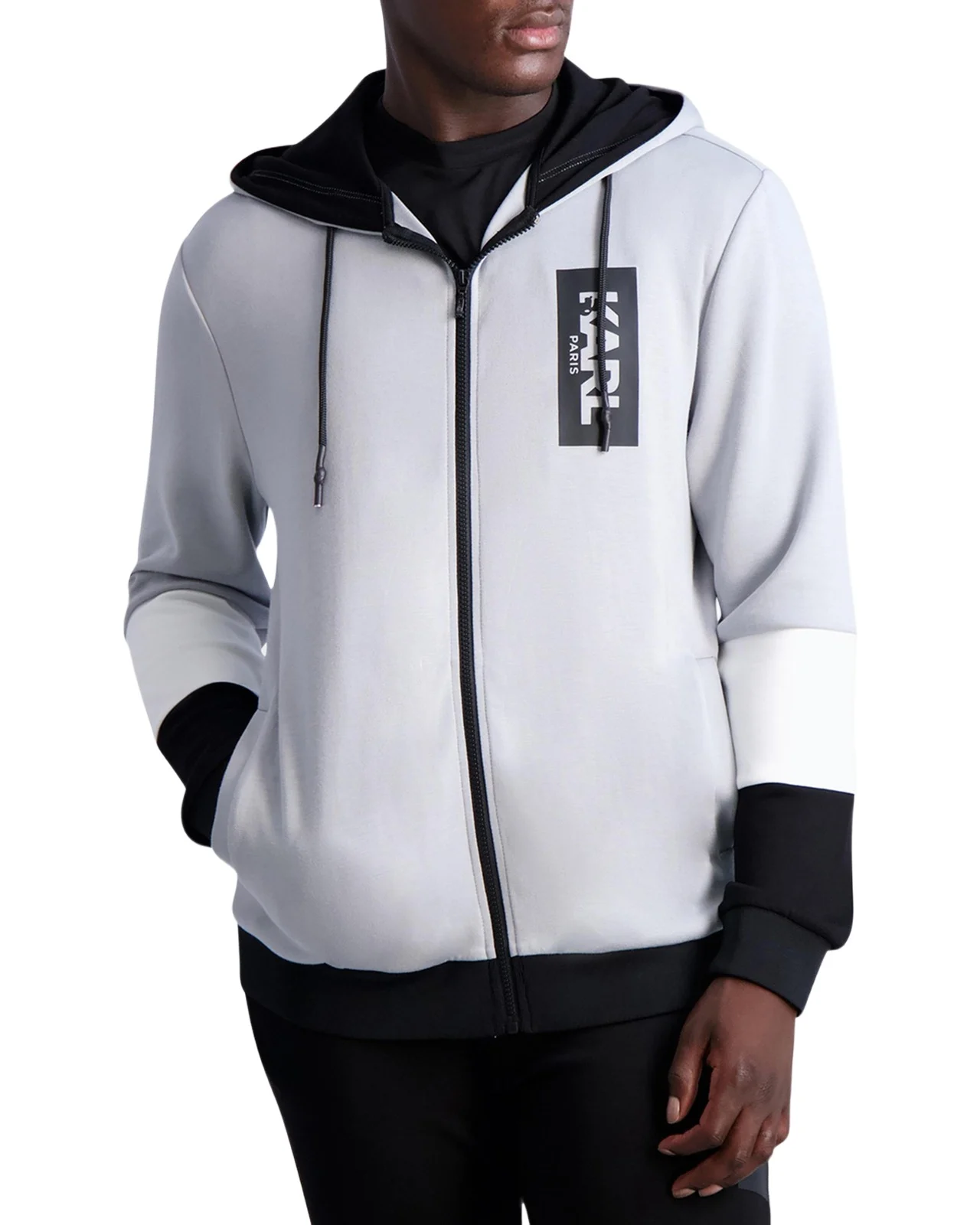 Karl Lagerfeld Paris Men's Hooded Colorblock Track Jacket