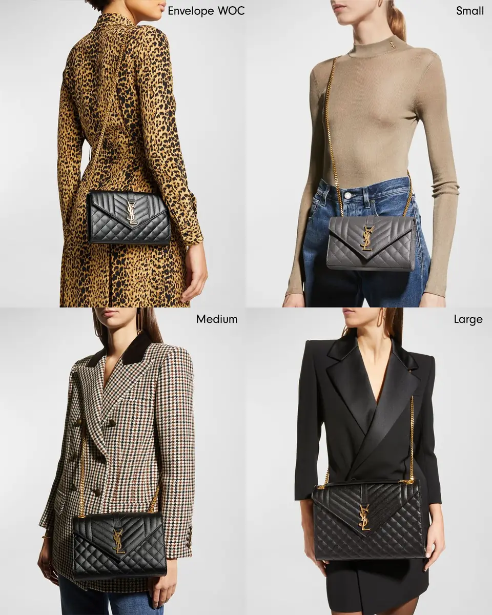 Saint Laurent Envelope Triquilt Small YSL Crossbody Bag in Grained Leather | Thumbnail 7 Saint Laurent Envelope Triquilt Small YSL Crossbody Bag in Grained Leather | Thumbnail 7