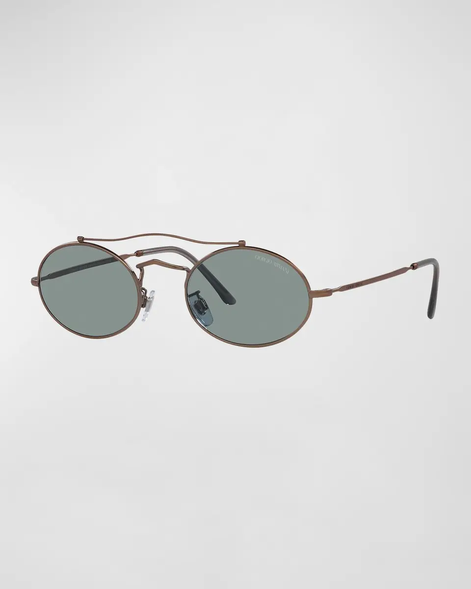 Giorgio Armani Oval Mixed-Media Aviator Sunglasses | Thumbnail 3 Giorgio Armani Oval Mixed-Media Aviator Sunglasses | Thumbnail 3