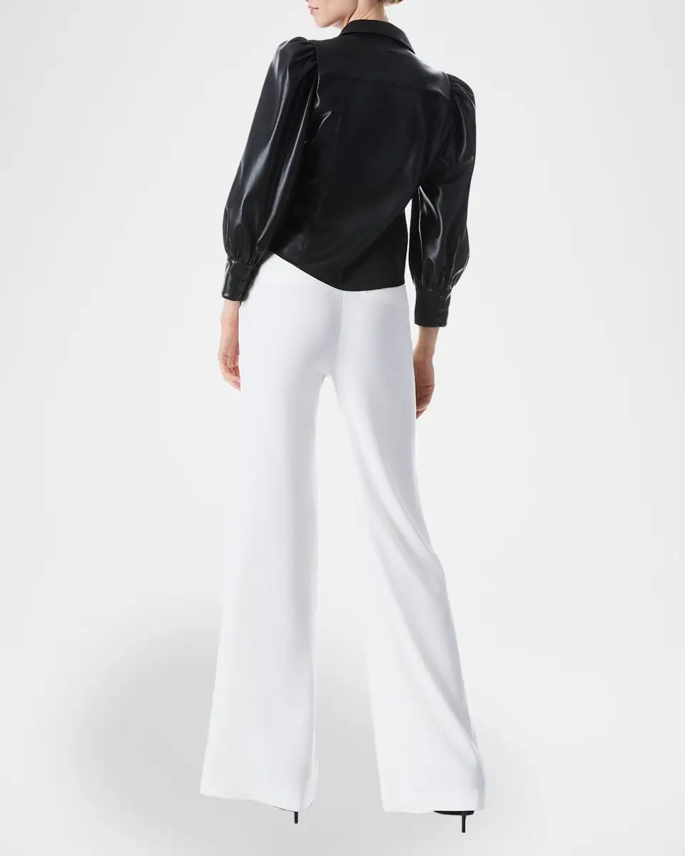 Alice + Olivia Nadine Puff-Sleeve Vegan Leather Blouse | Thumbnail 2 Alice + Olivia Nadine Puff-Sleeve Vegan Leather Blouse | Thumbnail 2