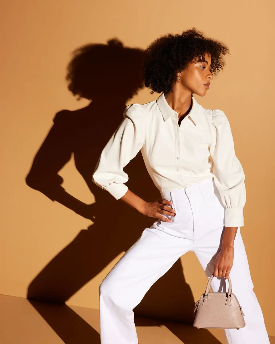 Alice + Olivia Nadine Puff-Sleeve Vegan Leather Blouse | Thumbnail 4 Alice + Olivia Nadine Puff-Sleeve Vegan Leather Blouse | Thumbnail 4