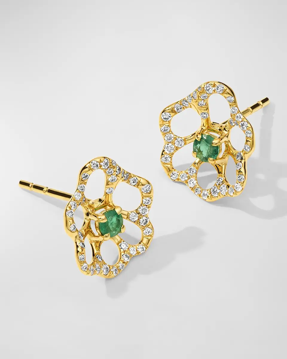 Ippolita 18K Stardust Drizzle Mini Flower Stud Earrings with Green Emerald and Diamonds | Thumbnail 2 Ippolita 18K Stardust Drizzle Mini Flower Stud Earrings with Green Emerald and Diamonds | Thumbnail 2