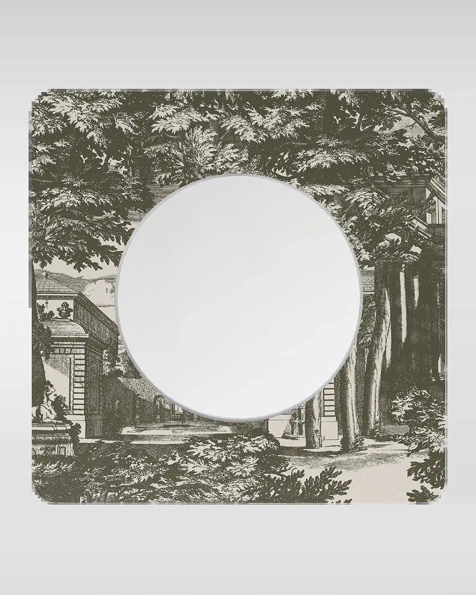FORNASETTI Square Frame With Flat Mirror - Giardino Settecentesco Green Ivory | Thumbnail 2 FORNASETTI Square Frame With Flat Mirror - Giardino Settecentesco Green Ivory | Thumbnail 2