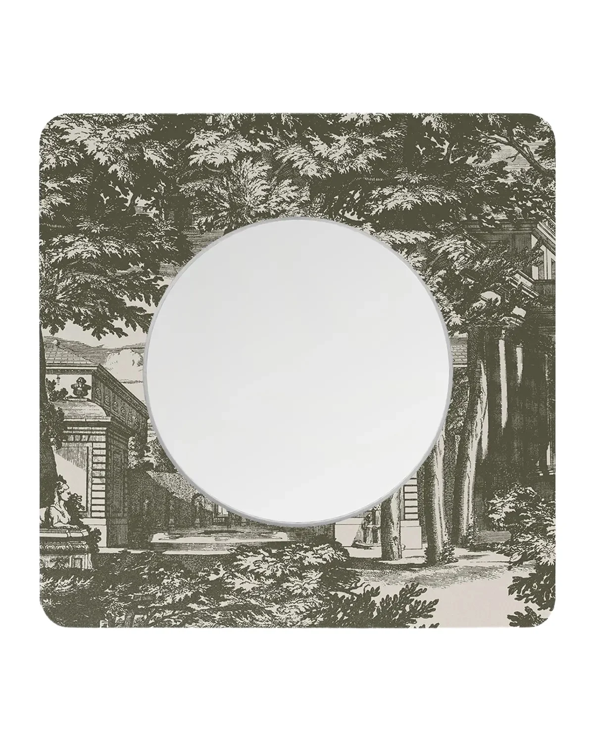 FORNASETTI Square Frame With Flat Mirror - Giardino Settecentesco Green Ivory