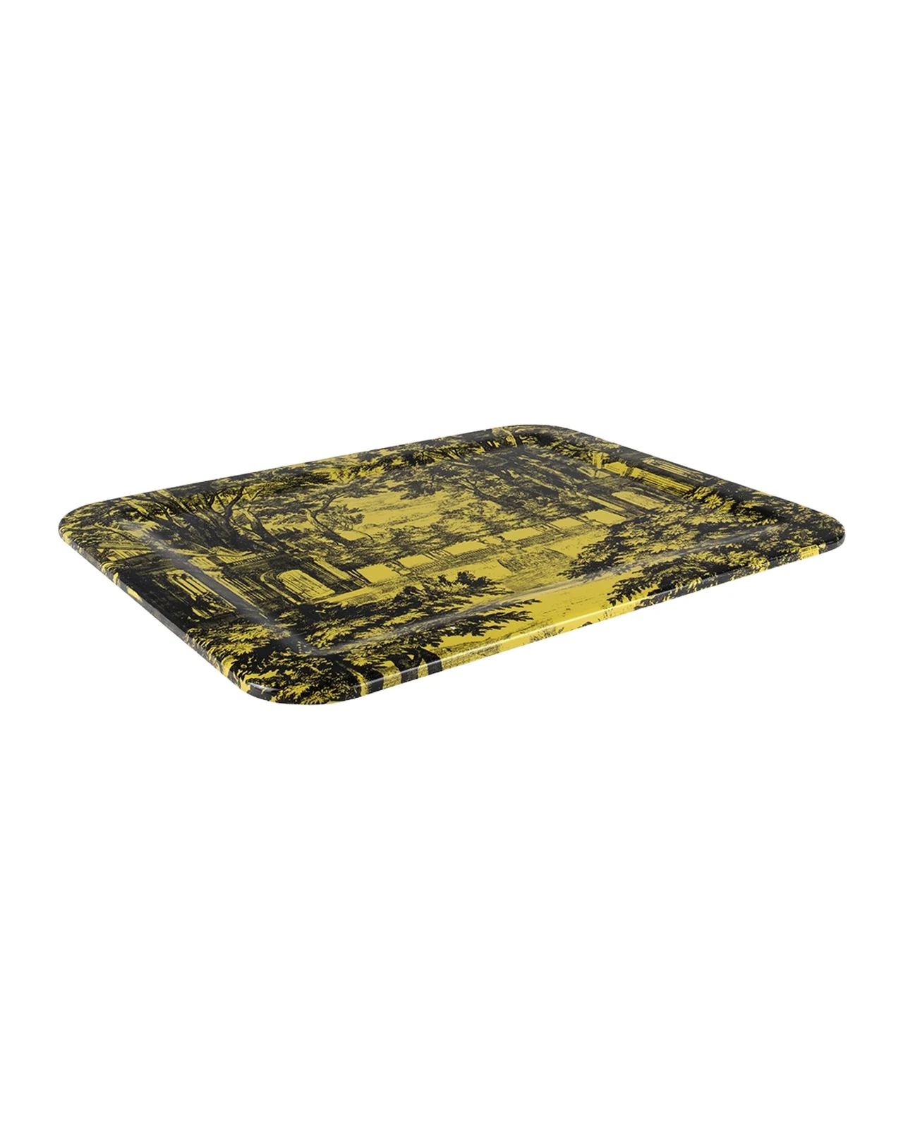 FORNASETTI Tray 48X60cm - Giardino Settecentesco Black Yellow