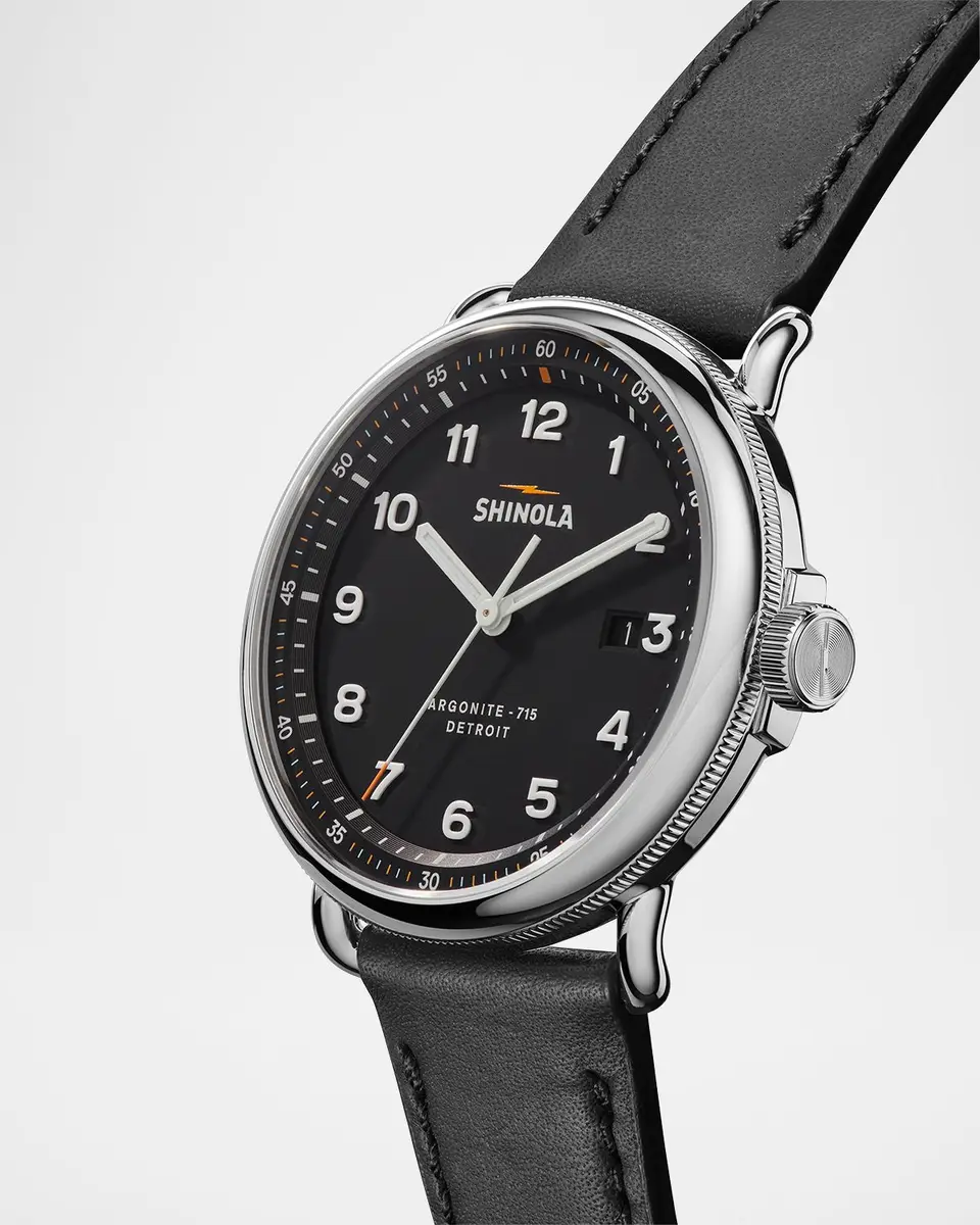 Shinola Canfield Leather Watch, 43mm