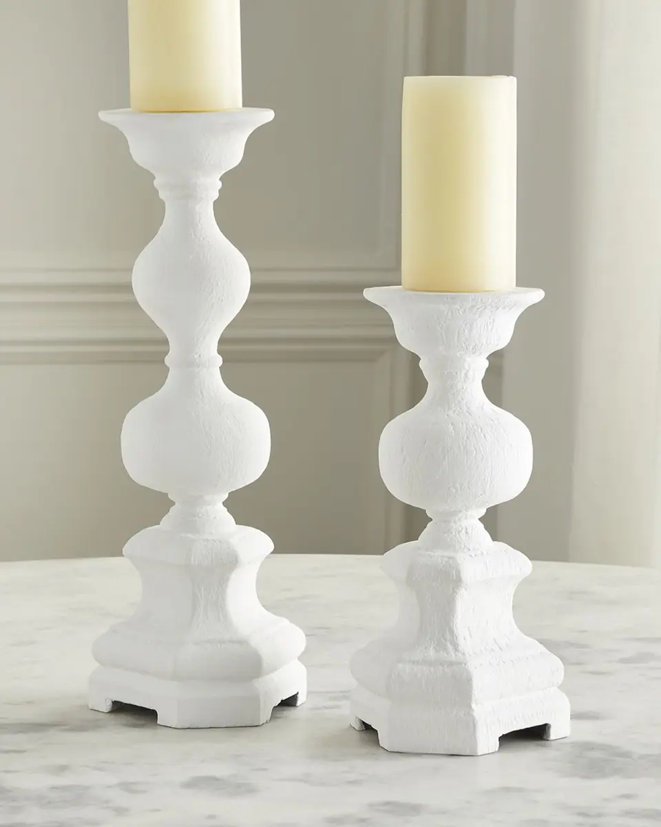 Old World Design Harper White Gesso Candleholders | Thumbnail 2 Old World Design Harper White Gesso Candleholders | Thumbnail 2