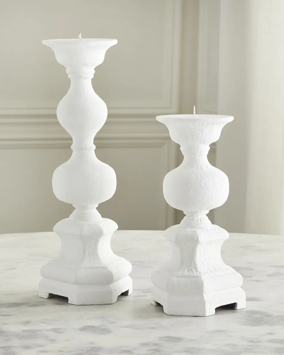 Old World Design Harper White Gesso Candleholders | Thumbnail 3 Old World Design Harper White Gesso Candleholders | Thumbnail 3