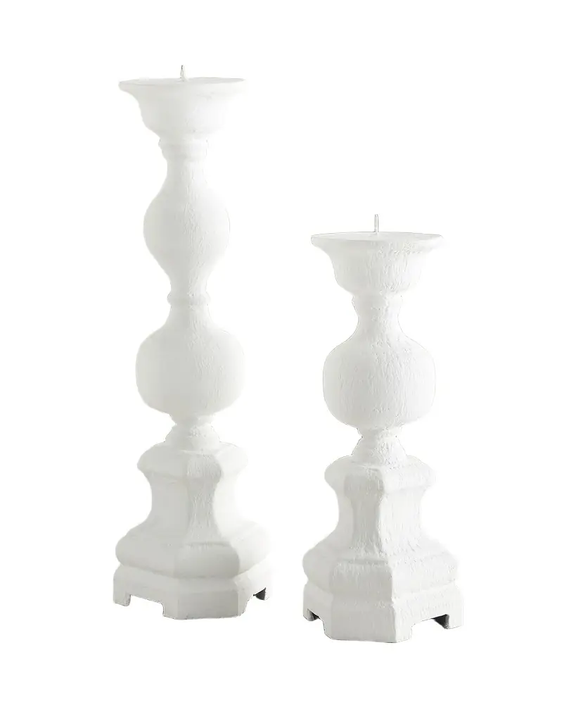 Old World Design Harper White Gesso Candleholders