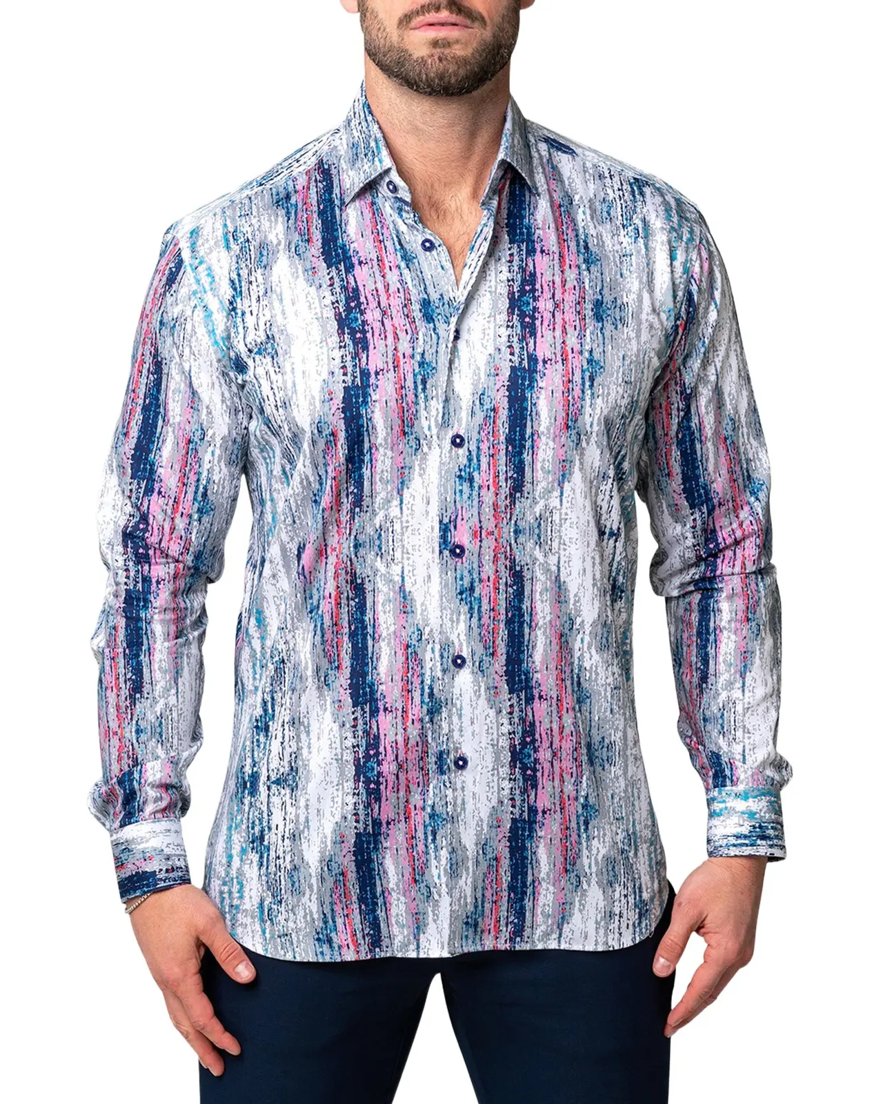 Men's Fibonacci Multi-Stripe Dress Shirt Men's Fibonacci Multi-Stripe Dress Shirt